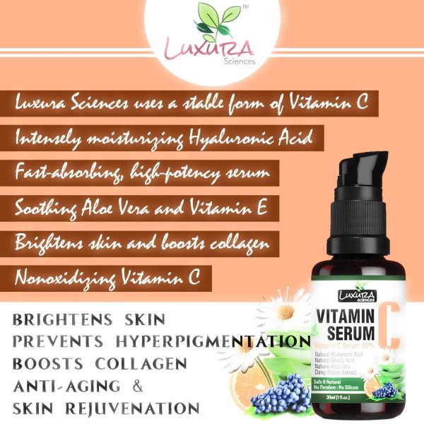 Luxura Sciences 20% Vitamin C Serum for Skin Glow and Anti Ageing |Effective Skin Brightening Vitamin C Serum|30 ml | Scar and Dark Spot Reduction | Healthy Glow - Image 8
