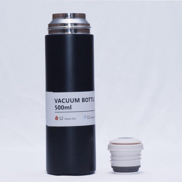Stainless Steel Vacuum Flask Set with 3 Steel Cups Combo for Coffee Hot Drink and Cold | Water Flask Bottle | Travel Friendly | Latest Ideal Gift for Festive Season, Family Gifting Black in Colour) - Image 3