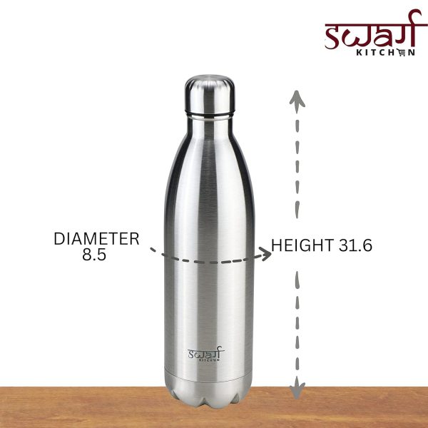 Swarg Kitchen 1000 Ml Thermosteel 24 Hours Hot and Cold Water Bottle 1 Litre | Leak Proof | Insulated Double Walled Office Water Bottle | Gym | Home | Kitchen | Hiking | Trekking | Travel Bottle - Image 4