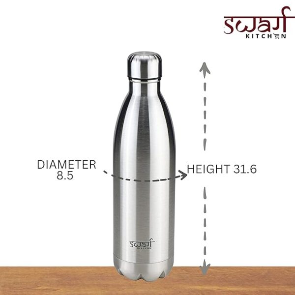 Swarg Kitchen 1000 Ml Thermosteel 24 Hours Hot and Cold Water Bottle 1 Litre | Leak Proof | Insulated Double Walled Office Water Bottle | Gym | Home | Kitchen | Hiking | Trekking | Travel Bottle - Image 4
