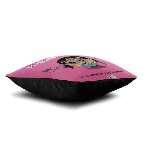 Indigifts Friendship Day for Best Friend | Kalakaar Printed Satin Cushion Cover with Filler | Rakhi for Sister, Bestie-Roommate-Hostel Friends, Friend Birthday | Pink, Cushion - 12" x 12" - Image 3