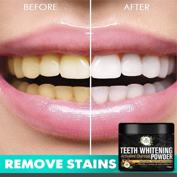 Luxura Sciences Carbon White Activated Charcoal Powder Teeth Whitening Powder with Clove, Mint Extracts. 100 Gms. Refreshing Anti-Inflammatory. - Image 6