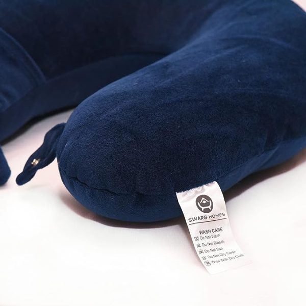 SWARG HOMES Super Comfy Premium Neck Pillow for Travel | Rest Cushion for Travel in Flight | Car | Train | Airplane | Relief Sleeping for Men and Women | Cervical Support | Comfort in Neck at Office and Home [Blue] - Image 5