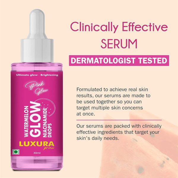 Luxura Prima Water Melon Glow Niacinamide Drops 30ml For Skin Brightening and Ultimate Glow - Image 4