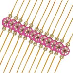 ACCESSHER Mens Traditional Pink Enamel Rhinestone Kundan Rakhi for Brother Pack of 1 with Roli Kumkum Packets and Happy Rakshabandhan Card | Latest Rakhi for Brother