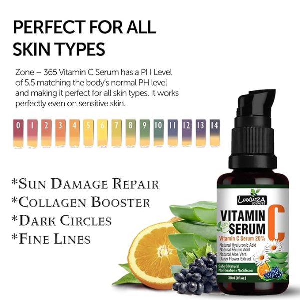 Luxura Sciences 20% Vitamin C Serum for Skin Glow and Anti Ageing |Effective Skin Brightening Vitamin C Serum|30 ml | Scar and Dark Spot Reduction | Healthy Glow - Image 4