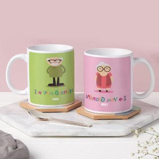 Indigifts I Love You Grandma Grandpa Coffee Mug Set of 2 | Printed Ceramic Coffee Mug 325 ml | 3 Layer Safe Packaging | MATERIAL: White Ceramic| High Quality Digital Printing| Premium Quality