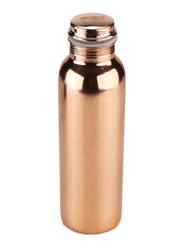 SWARG KITCHEN 950 ML Plain Textured Pure Copper Water Bottle - BPA Free Copper Drinkware