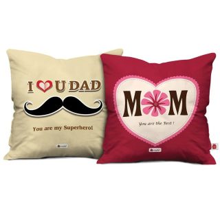 Indigifts You are Best Printed Cushions with Filler With Greeting Card, 12x12 inches, Multicolour, Set of 2, Polycotton|Home Decor| Mom Dad Gift | Gift for Parents |Anniversary Gift