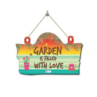Indigifts Design Wooden Door Wall Hanging Family Funny Quirky Quote (Garden Hanging) Garden Wall Hanging