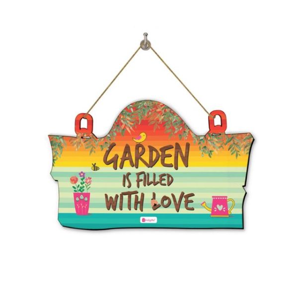 Indigifts Design Wooden Door Wall Hanging Family Funny Quirky Quote (Garden Hanging) Garden Wall Hanging