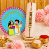 ACCESSHER Designer “BRO” Fabric Rakhi - Gift Set with Roli, Kumkum & Greeting Card
