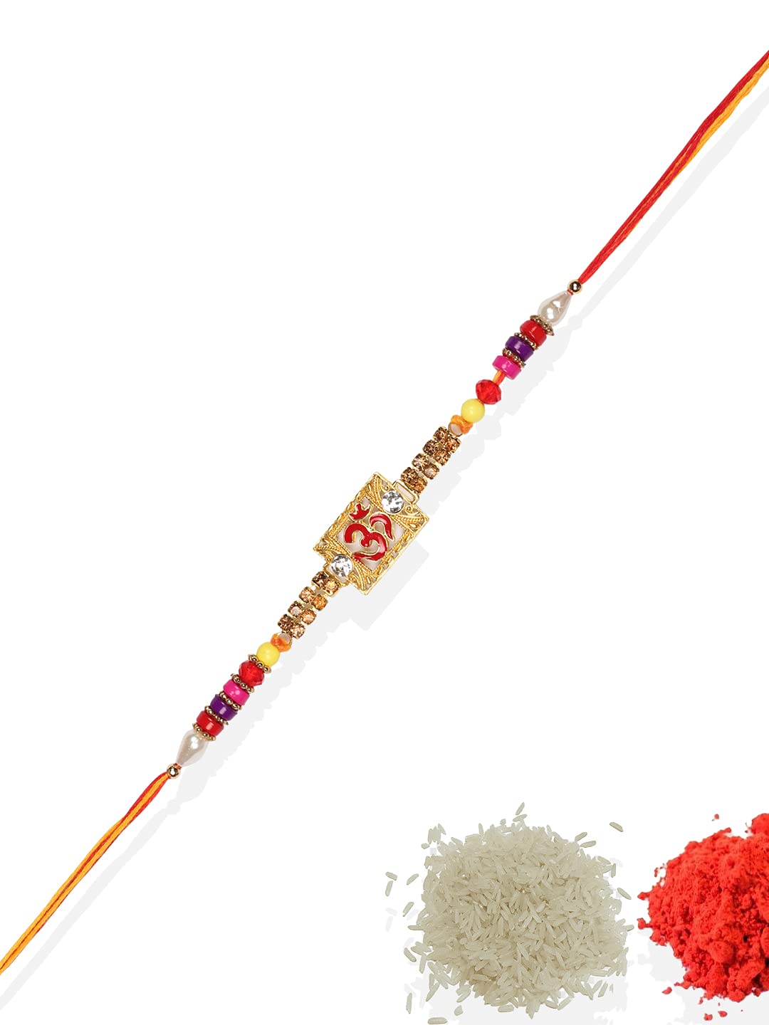 ACCESSHER Elegant OM Design Rakhi - Gift Set with Roli, Kumkum & Greeting Card - Image 5