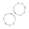 ACCESSHER Silver-Tone Beaded Anklet Set for Women & Girls | Crystal Accent Payal & Leg Chain (Pair)