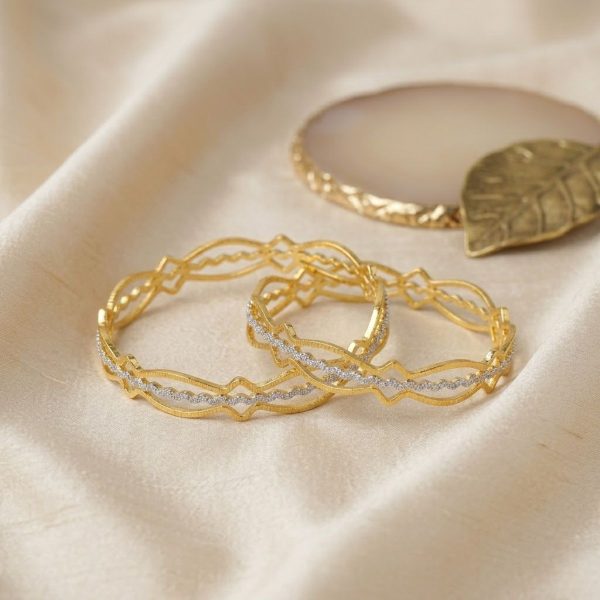 AccessHer Gold Plated Handcrafted Kada Bangle Set for Women | Traditional Designer Bangles | Elegant Ethnic & Festive Jewellery