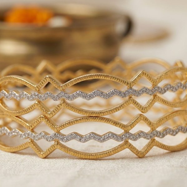 AccessHer Gold Plated Handcrafted Kada Bangle Set for Women | Traditional Designer Bangles | Elegant Ethnic & Festive Jewellery