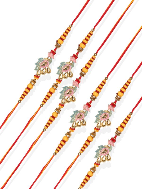 ACCESSHER Multicolour Peacock Design Enamel Rakhi for Raksha Bandhan