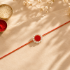 ACCESSHER Designer Druzy Stone Rakhi with Pearl Detailing - Gift Set with Roli, Kumkum & Greeting Card