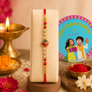 ACCESSHER Elegant Lord Ganesha Rakhi - Roli, Kumkum & Raksha Bandhan Greeting Card