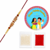 ACCESSHER Gold Plated Elephant Rakhi - Gift Set with Roli, Kumkum & Greeting Card