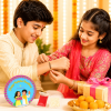 ACCESSHER Gold Plated Elephant Rakhi - Gift Set with Roli, Kumkum & Greeting Card
