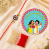 ACCESSHER Blue Enamel Kundan Rakhi with Rhinestone Detailing - Gift Set with Roli, Kumkum & Greeting Card