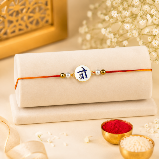 ACCESSHER “BRO” Design Enamel Rakhi - Gift Set with Roli, Kumkum & Greeting Card