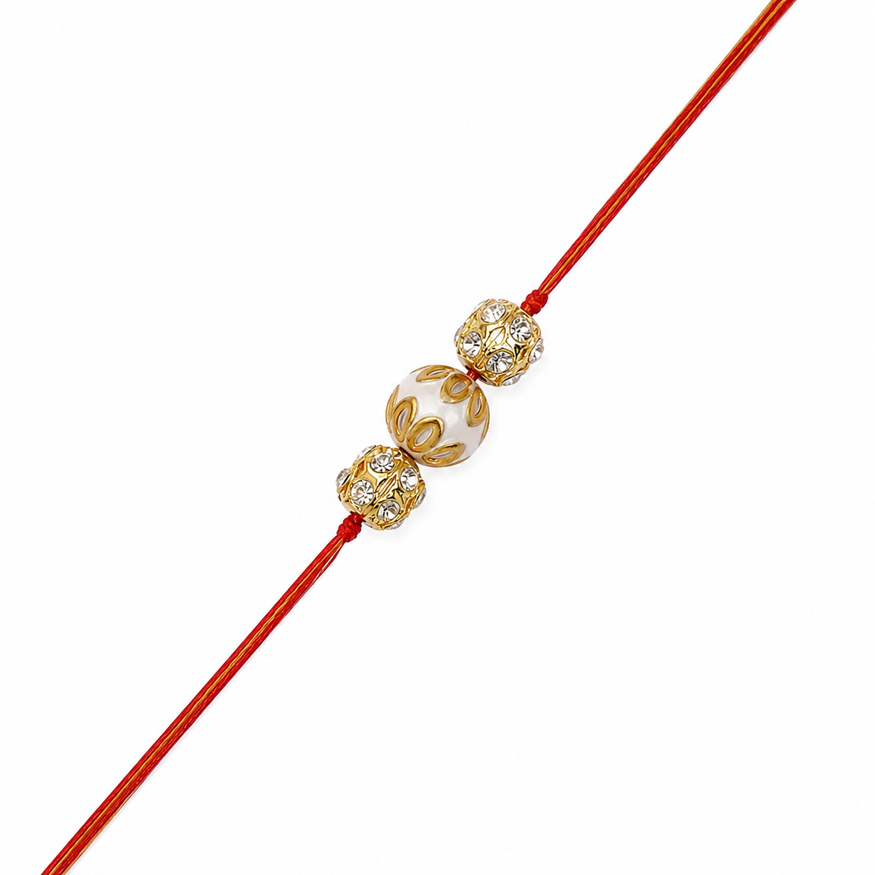 ACCESSHER Gold Plated Pearl Bhaiya Bhabhi Lumba Rakhi Set with Roli, Kumkum & Greeting Card - Image 8