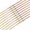 ACCESSHER Gold Plated Rhinestone Rakhi Set with Roli, Kumkum & Raksha Bandhan Greeting Card (Pack of 10)