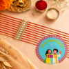 ACCESSHER Gold Plated Rhinestone Rakhi Set with Roli, Kumkum & Raksha Bandhan Greeting Card (Pack of 10)