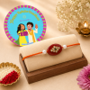 ACCESSHER Gold Plated Maroon Beads & Pearl Rakhi - Set with Roli, Kumkum & Raksha Bandhan Greeting Card