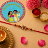 ACCESSHER Meenakari Elephant Design Rakhi - Gift Set with Roli, Kumkum & Greeting Card