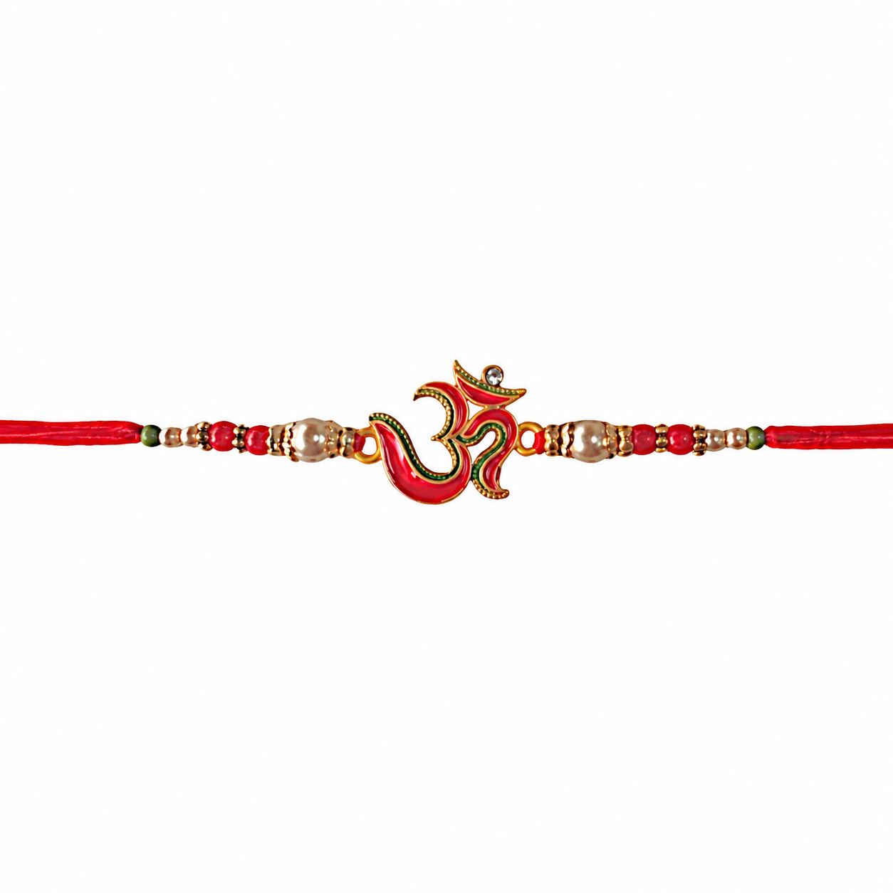 ACCESSHER Embedded Meenakari OM Rakhi - Gift Set with Roli, Kumkum & Greeting Card - Image 5