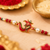 ACCESSHER Embedded Meenakari OM Rakhi - Gift Set with Roli, Kumkum & Greeting Card