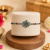 ACCESSHER Mint Green Meenakari Rakhi - Gift Set with Roli, Kumkum & Raksha Bandhan Greeting Card