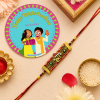ACCESSHER Red Ganesha Lace Rakhi for Brother with Roli, Kumkum & Raksha Bandhan Greeting Card