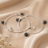 ACCESSHER Oxidised Silver-Tone Floral Anklet Set for Women & Girls | Rose Motif Payal & Leg Chain (Pair)