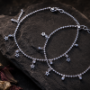 ACCESSHER Silver-Tone Star Charm Anklet Set for Women & Girls | Crystal Drop Celestial Payal Pair