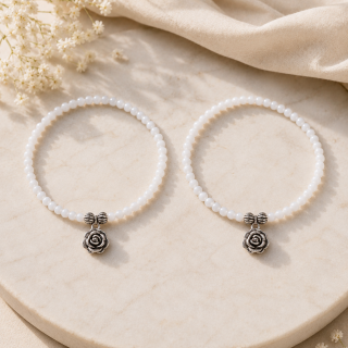 ACCESSHER Silver Plated Oxidised Payal Anklet Set - Leaf Design & Ghungroos for Women & Girls