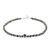 ACCESSHER 925 Sterling Silver Evil Eye Anklet for Women & Girls | Black Beaded Adjustable Single Anklet (Pack of 1)