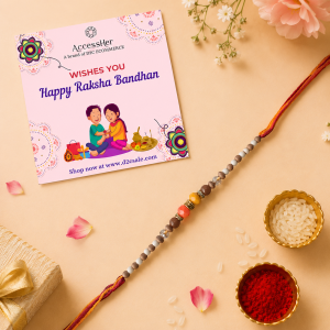 ACCESSHER Traditional Beaded Rakhi for Brother & Kids - Gift Set