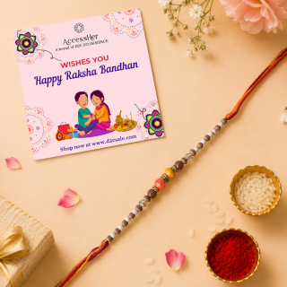 ACCESSHER Traditional Beaded Rakhi for Brother & Kids - Gift Set