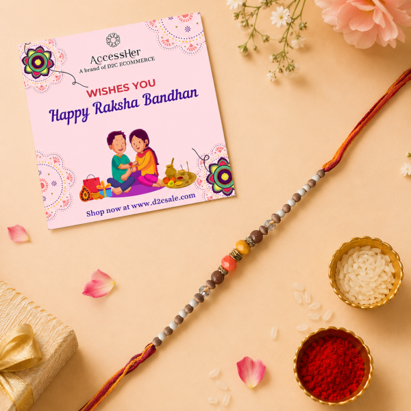 ACCESSHER Traditional Beaded Rakhi for Brother & Kids - Gift Set