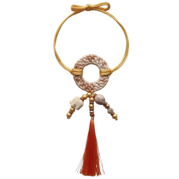 ACCESSHER Unisex Traditional Handcrafted Rakhi with Elephant Charm and Tassel for Beloved Bhabhi_Gifting with Roli Kumkum Packets & Happy Rakshabandhan Card 2 ACCESSHER Handcrafted Elephant Charm Rakhi with Tassel for Bhabhi - Gift set Roli, Kumkum & Greeting Card