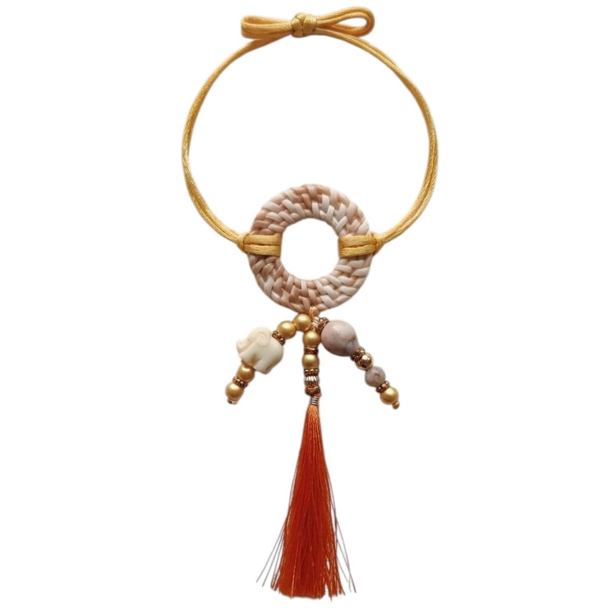 ACCESSHER Handcrafted Elephant Charm Rakhi with Tassel for Bhabhi - Gift set Roli, Kumkum & Greeting Card - Image 5