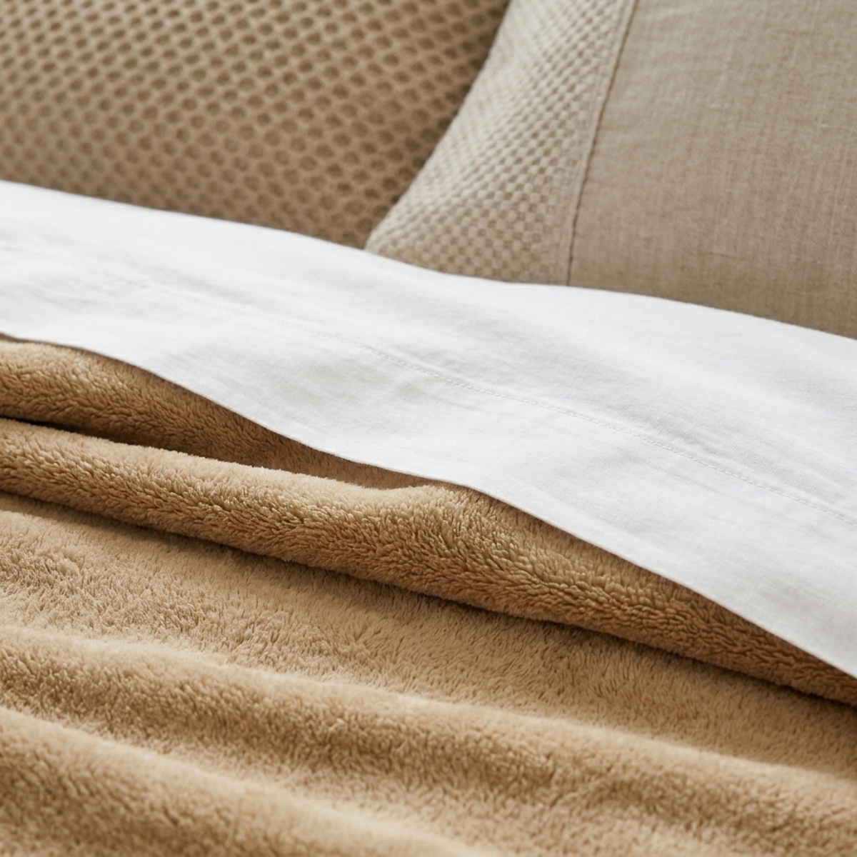 SWARG HOMES Beige Polar Fleece Double Bed Blanket - Ultra Soft All Season AC Blanket (90×90 Inch, 600 GSM) - Image 4