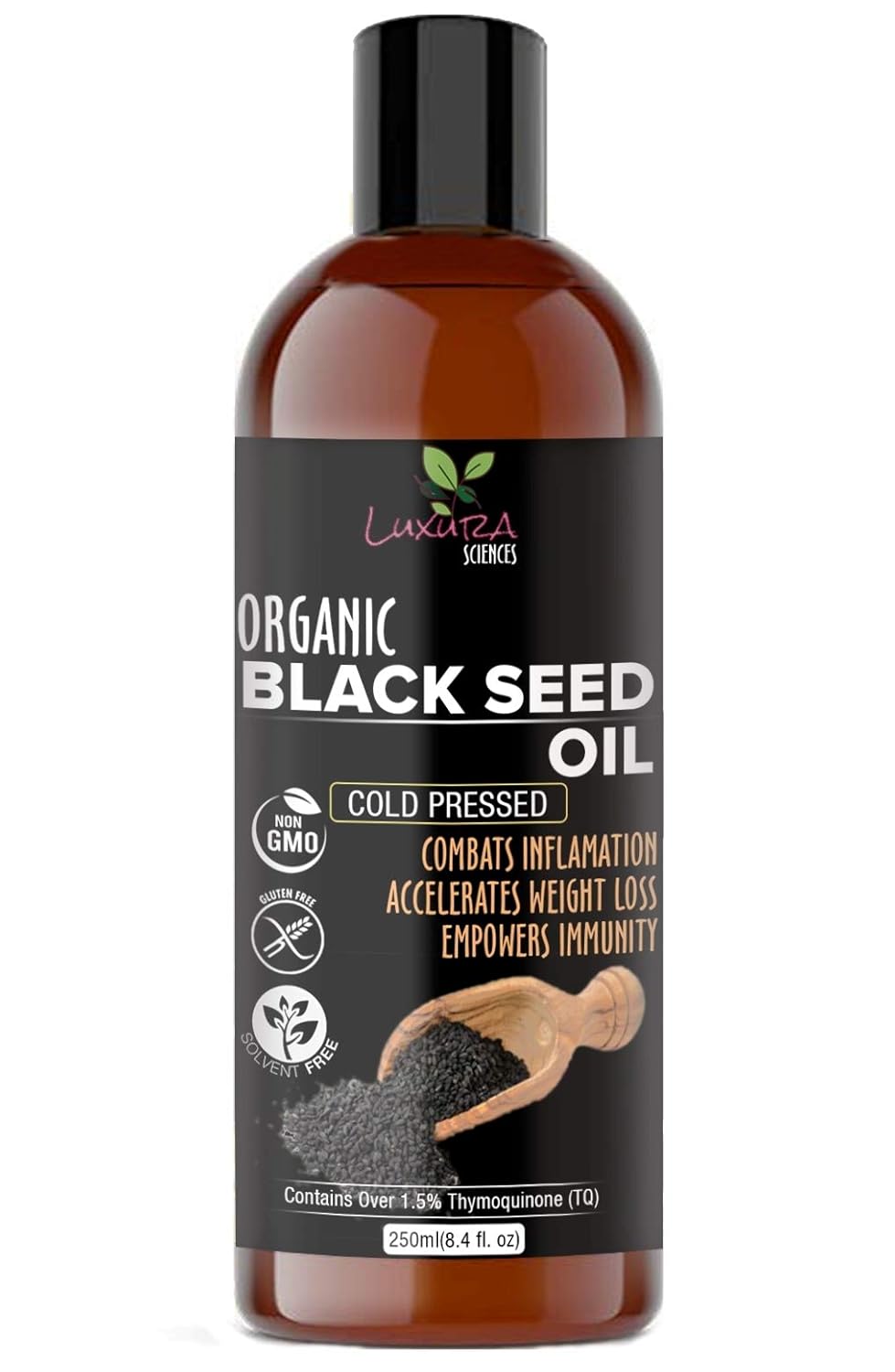Luxura Sciences Black Seed Oil (Kalonji Oil) for Hair | Cold Pressed | 250ML | Nourishes, Strengthens & Enhances Shine | Lightweight & Suitable for All Hair Types