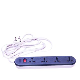 Swarg Homes Black & White 4+1 Power Strip with Master Switch, 4 Universal Sockets & 4 Meter Cord - 6A Extension Board