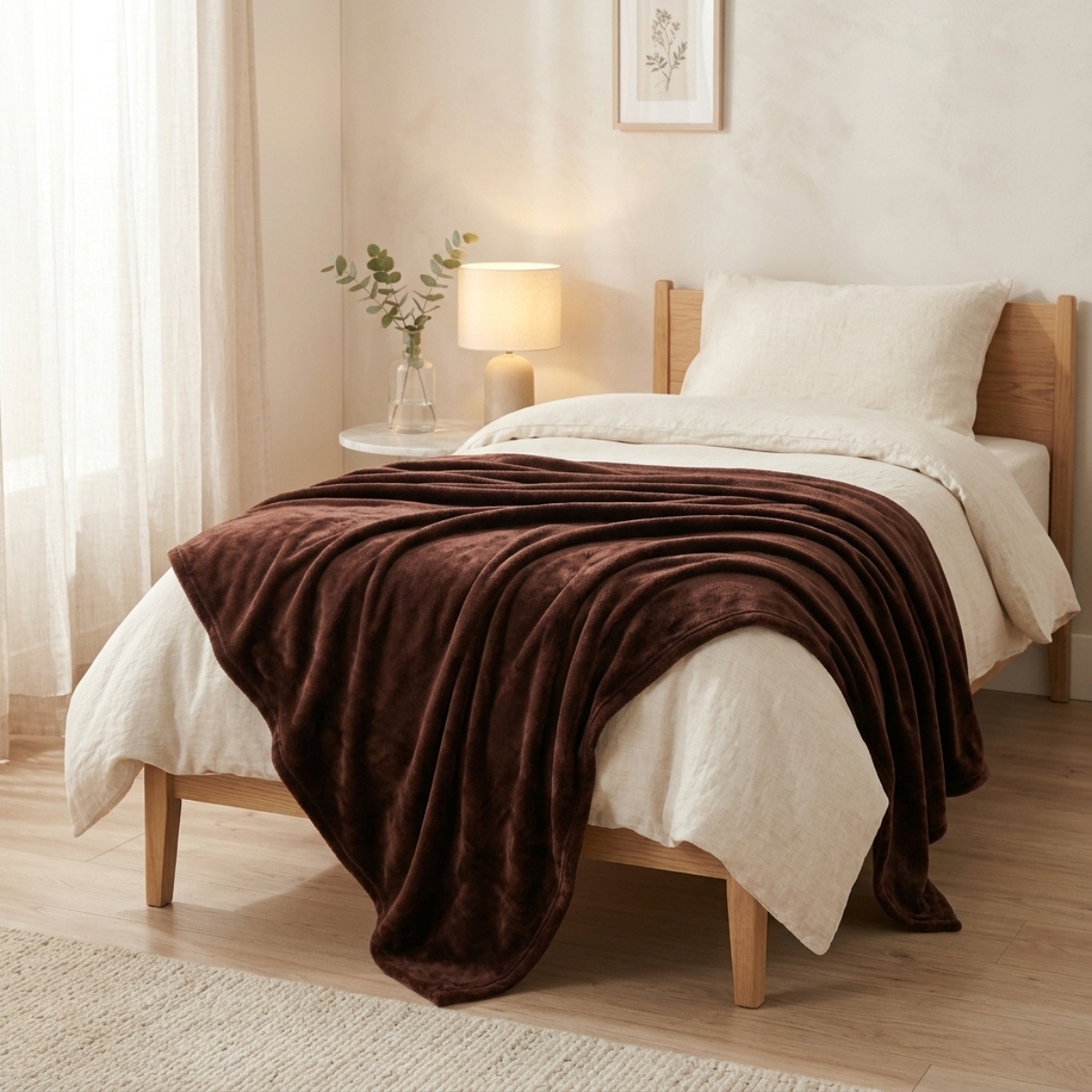 SWARG HOMES Brown Polar Fleece Single Bed Blanket - Ultra Soft All Season AC Blanket (90×60 Inch, 800 GSM) - Image 3
