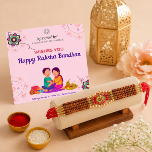 ACCESSHER Statement Lord Ganesha Rakhi - Gift Set with Roli, Kumkum & Greeting Card